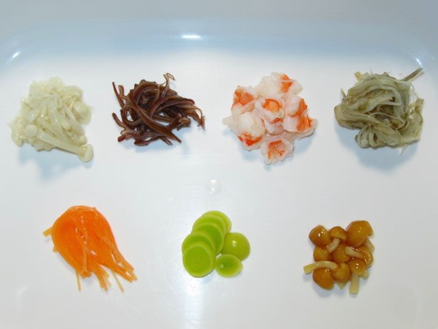 錦秋あんの作り方,葛餡に入れる七種類の具材例