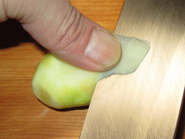 新しょうがの甘酢漬けの作り方,生姜のへぎ切り方法